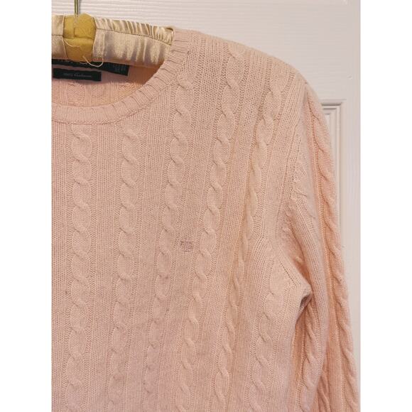 Ralph Lauren Green Label Womens Cashmere Cable-Knit Sweater Large Pink Vintage - Picture 10 of 10